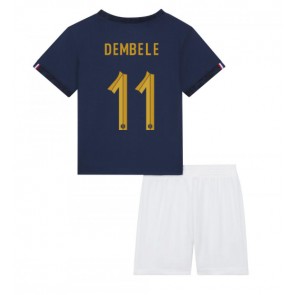 France Ousmane Dembele #11 Replica Home Stadium Kit for Kids World Cup 2022 Short Sleeve (+ pants)